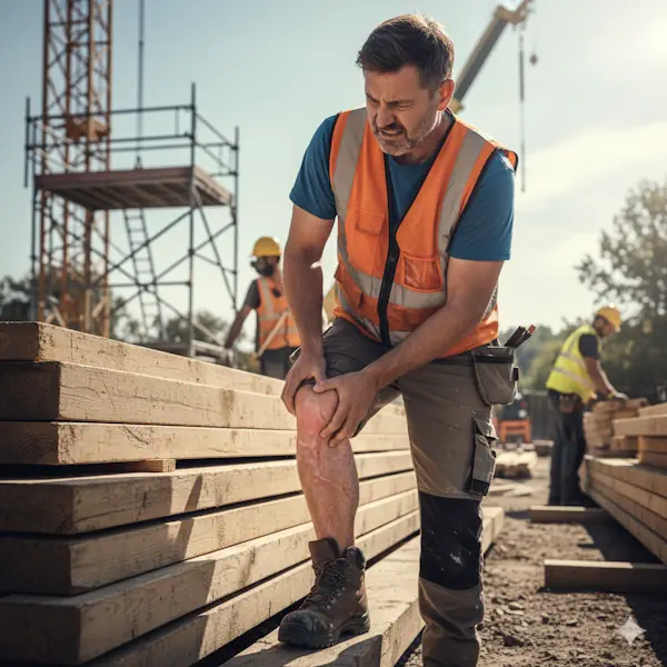 Trabajador profesional previniendo várices con ejercicio